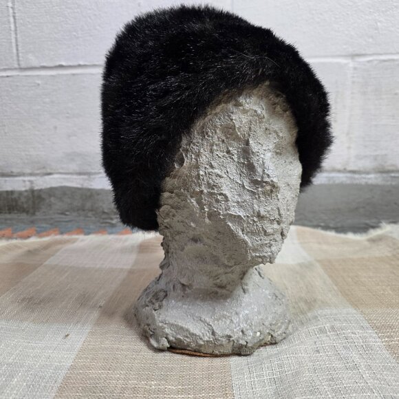 Vintage Mobwife Preppy Office Siren Skibunny Poetcore Operacore Black Fur Hat main image 9